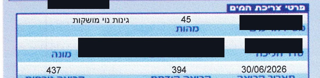 קטע מחשבון המים: מהות הצריכה מסווגת גינות נוי מושקות